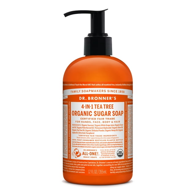 Dr. Bronner's Tea Tree Sugar Pump Body Wash 12 oz