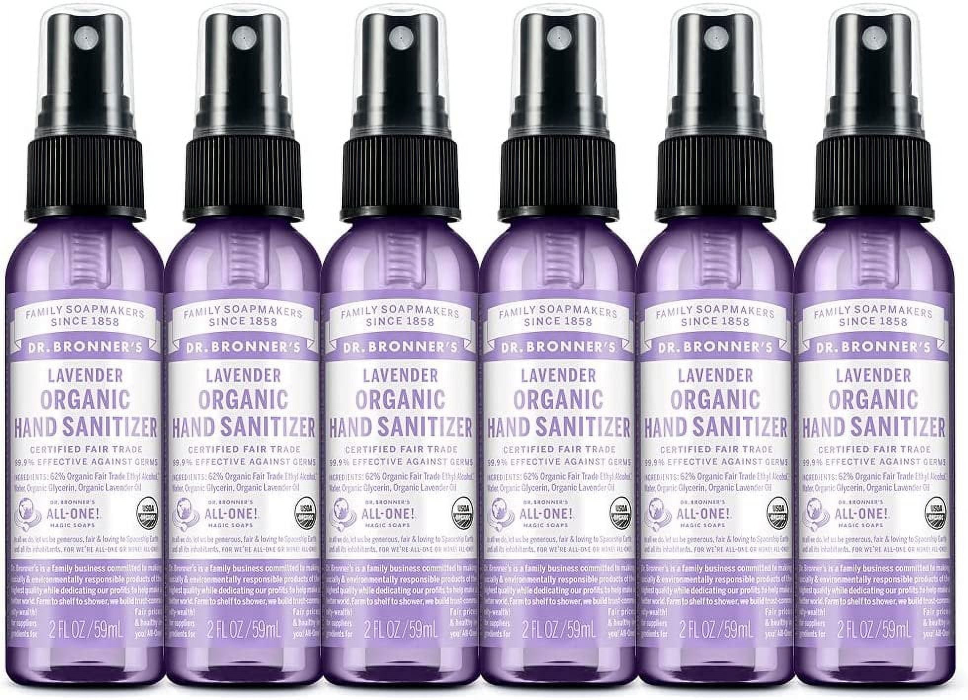 Dr. Bronners Organic Hand Sanitizer Spray (Lavender, 2 Ounce, 6Pack