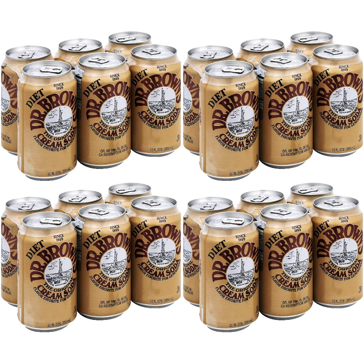 Dr. Brown Cream Soda Diet, 12 fl.oz. Cans (Pack of 24)