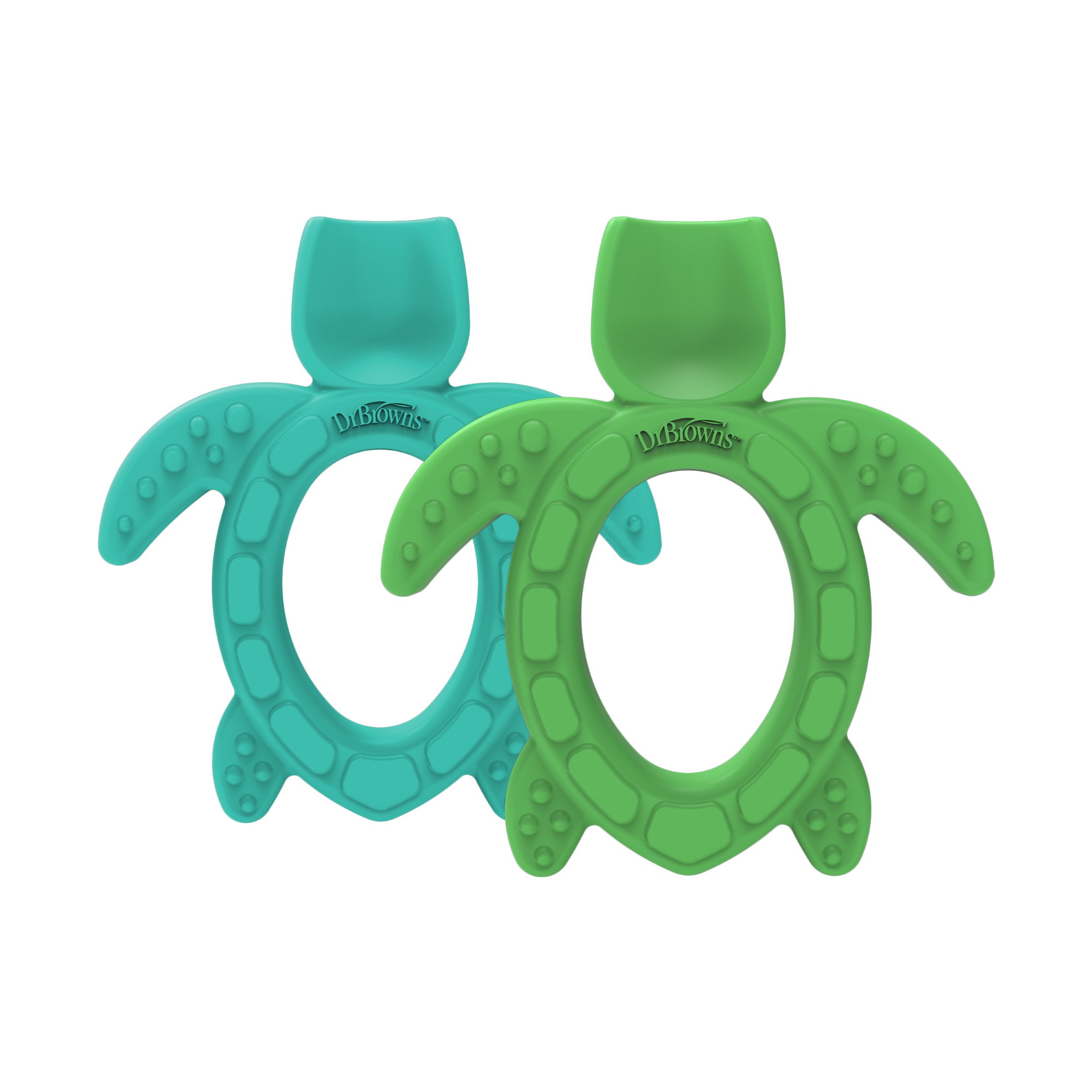 Dr. Brown's 100% Silicone Starter Spoon or Teether, Teething or Solid Food Scooper, BPA Free, 4m+ Green & Teal Turtle 2-Pack - image 1 of 6