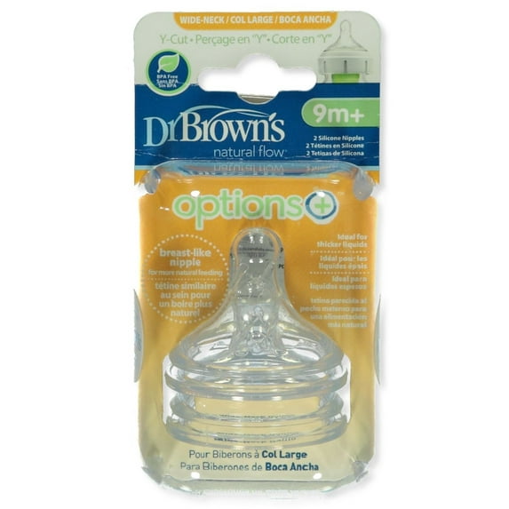Dr. Brown's 2-Pack Natural Flow Y-Cut Wide-Neck Nipple
