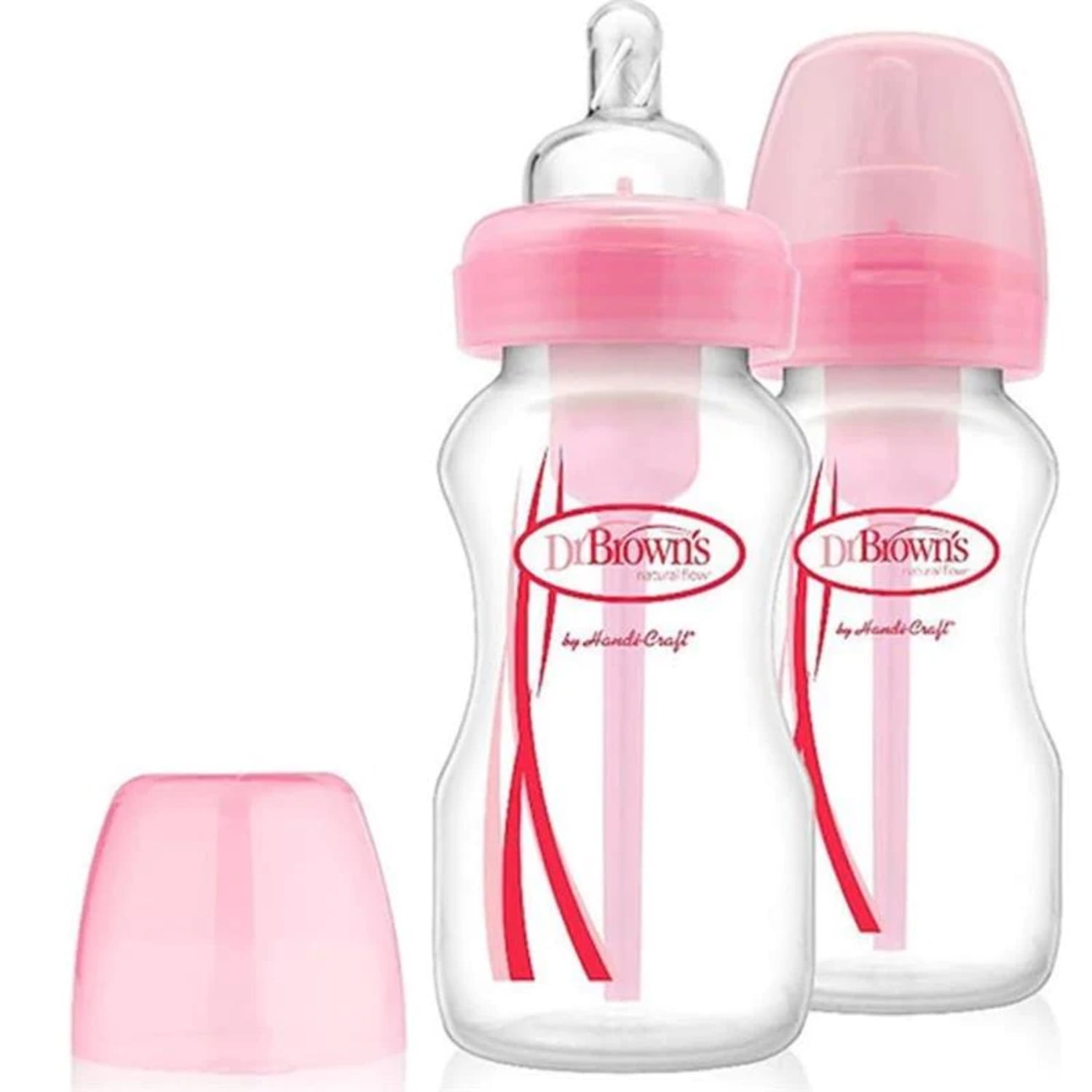 Dr. Brown's 9 oz Options+ Wide-Neck Bottles, Pink , 2-Pack