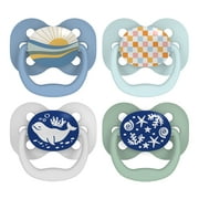Dr. Browns Advantage Baby Pacifier, Fully Symmetrical, Silicone Bulb, 0-6m, BPA Free, Sunrise/Glow, 4 Pack