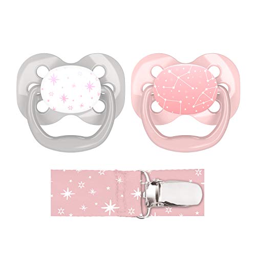 Dr. Brown's Advantage Pacifier with Pacifier Clip, 06 Months, Pink, 2