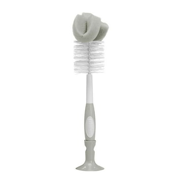 Dr. Brown's Baby Bottle Brush with Suction Cup Stand, Sponge, Scrubber and Nipple Cleaner Gray, 1 Pack