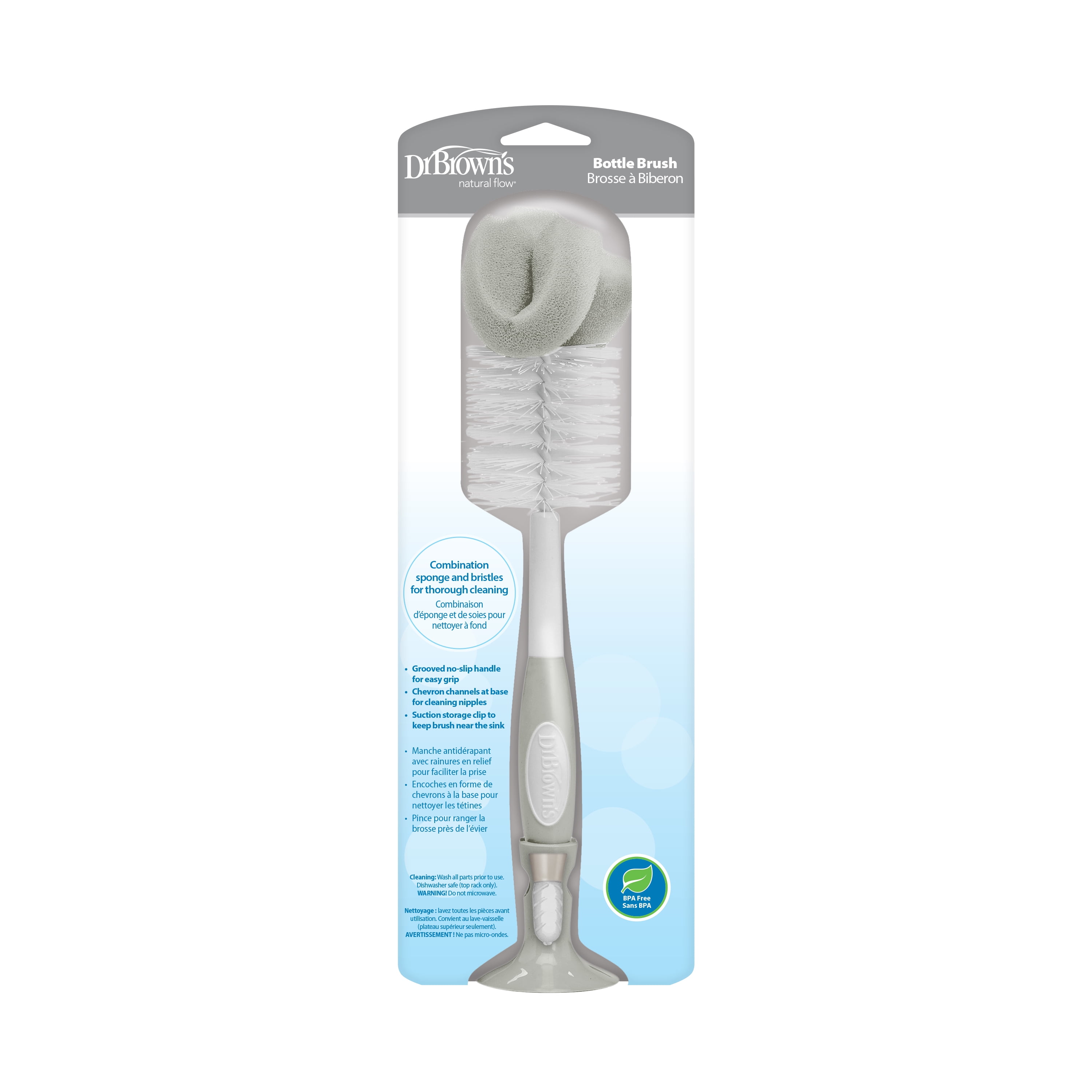 Dr. Brown's Baby Bottle Cleaning Brush with Suction Cup Stand, Bristle