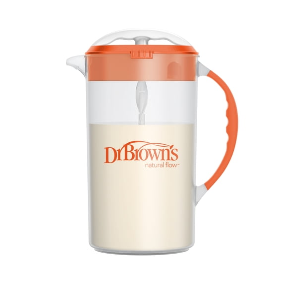 Dr. Brown's Baby Formula Mixing Pitcher with Adjustable Stopper, Locking Lid & No Drip Spout, Orange, BPA Free, 36oz, 1 Pack