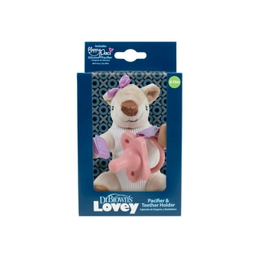 Dr. Brown's Baby Lovey Pacifier Holder & Teether Clip, Deer with Pink HappyPaci, 0-12m