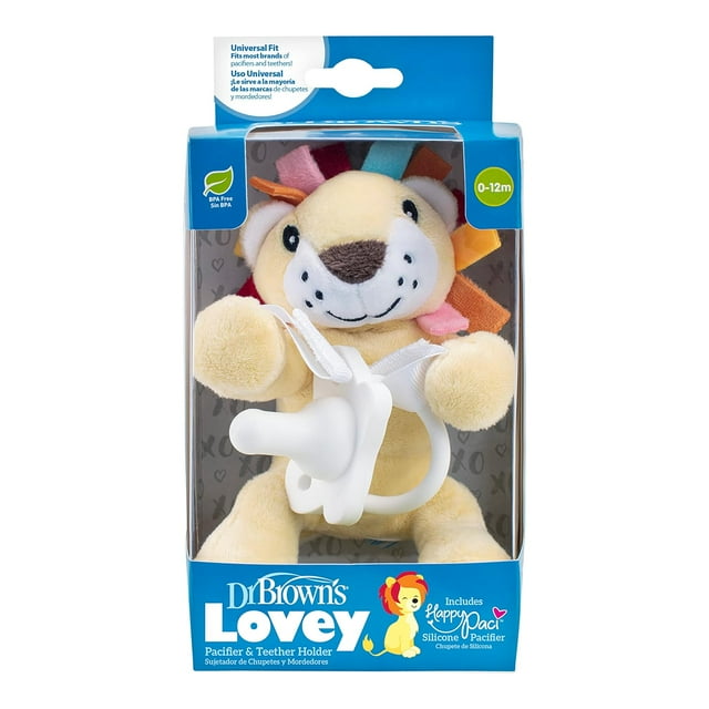 Dr. Brown's Baby Lovey Pacifier & Teether Holder, Lion with White
