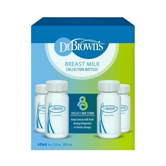 Dr. Brown's Breast Milk Collection and Storage Bottles, Keeps Breast Milk Fresh, 4-Pack