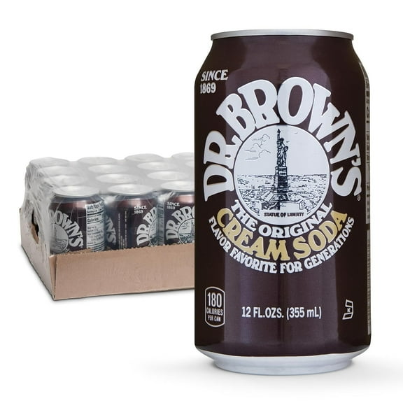 Dr. Brown's Cream Soda - A New York Original - 24 Cans - Kosher, Vanilla Cream Craft Soda Pop - Gourmet Cream Soda - 24 x 12 oz Cans