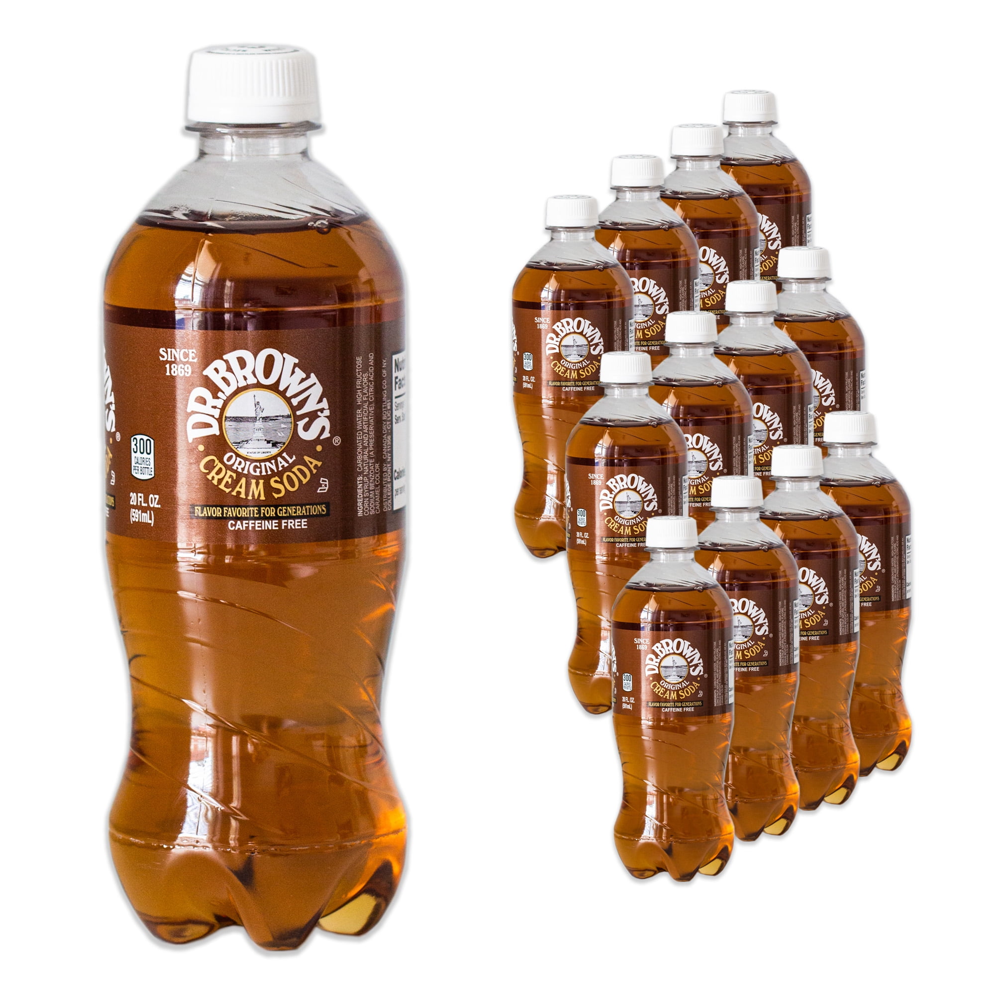 Dr Brown's Cream Soda - Smooth, Refreshing, Rich Cream Flavors - 12, 20oz Bottles