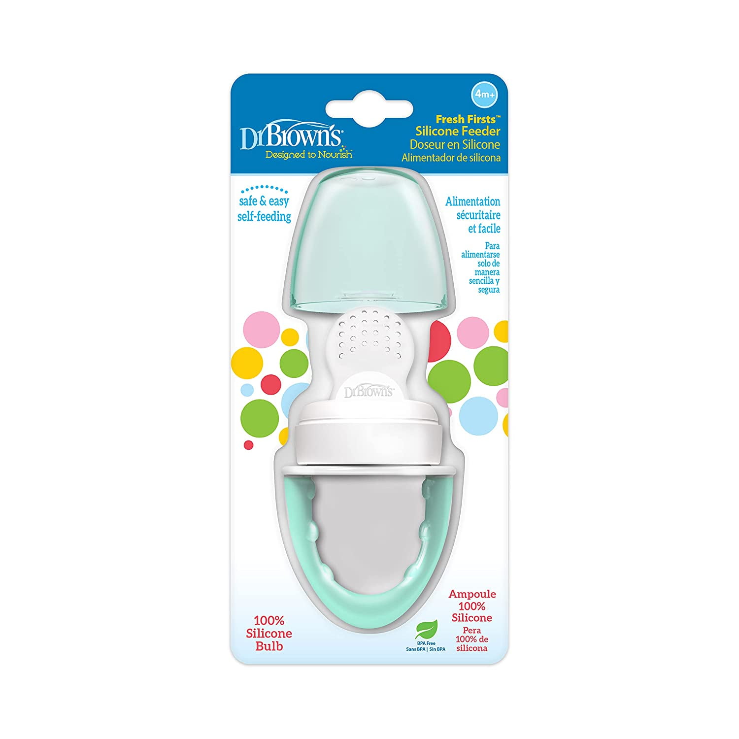 Dr. Brown's Designed to Nourish, Fresh Firsts Silicone Feeder, Solid Food Feeding, Mint, 1 Pack