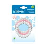 Dr. Brown's Flexees Beaded Teether Rings, 100% Silicone, Pink/White/Gray, BPA Free, 3m+, 3 Pack
