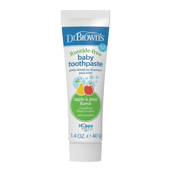 Dr. Brown's Fluoride-Free Baby Toothpaste, Toddler Oral Care, Apple Pear, 1.4oz, 0-3 Years, 1 Pack
