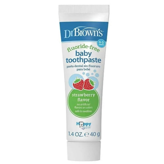 Dr. Brown's Fluoride-Free Baby Toothpaste, Infant/Toddler Oral Care, 0-3Y, Strawberry, 1.4oz, 1 Pack