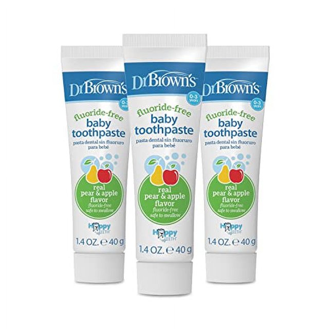 Dr. Brownâ€™s FluorideFree Baby Toothpaste, Safe to Swallow, Apple
