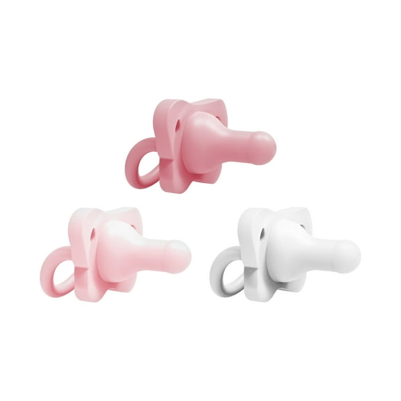 Dr. Brown's HappyPaci 100% Silicone Baby Pacifier 0-6m, BPA Free, White, Pink, Light Pink, 3 Pack