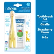 Dr. Brown's Infant-to-Toddler Training Toothbrush and Toothpaste, Giraffe/Strawberry, 0-3 Years, Set