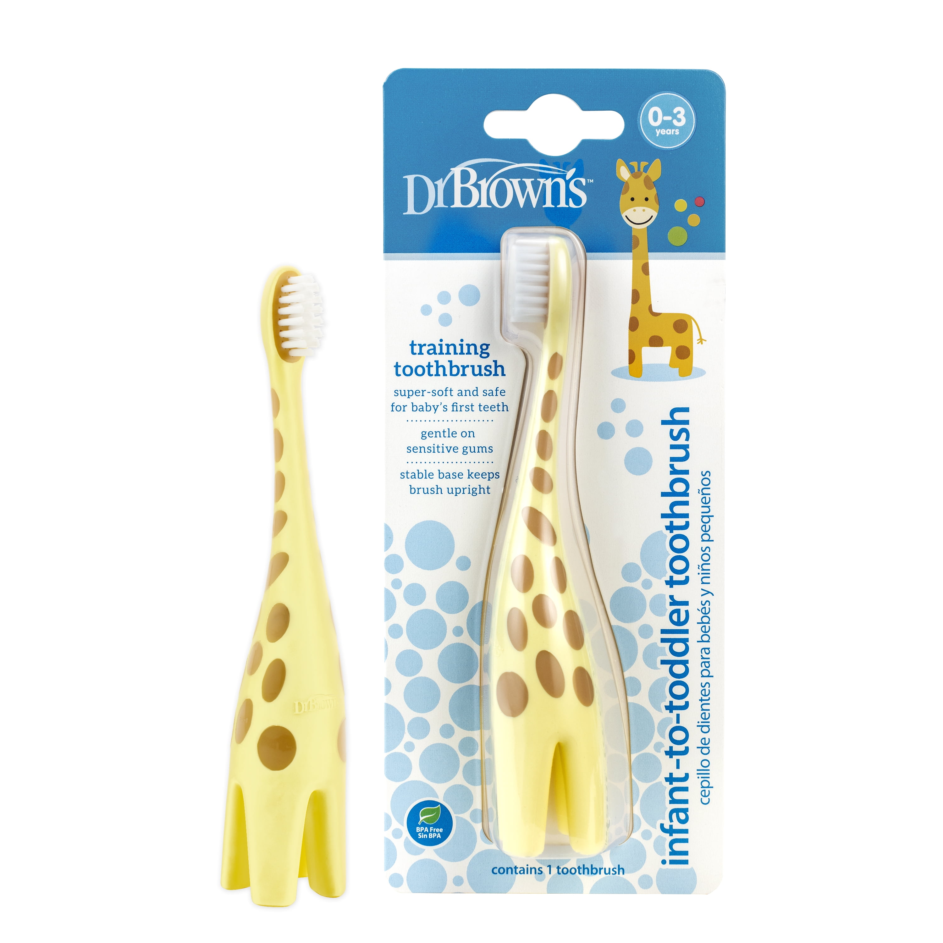 Dr. Brown's Infant to Toddler Training Toothbrush with Soft Bristles, Giraffe, 0- 3 Years, 1 Pack