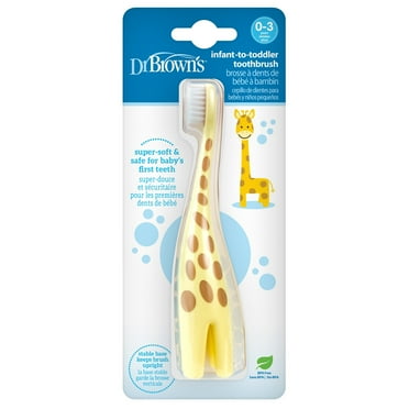 Dr. Brown's Infant-to-Toddler Training Toothbrush, Soft for Baby's First Teeth, Giraffe, 0-3 Years