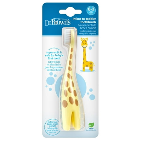 Dr. Brown's Infant to Toddler Training Toothbrush with Soft Bristles, Giraffe, 0- 3 Years, 1 Pack