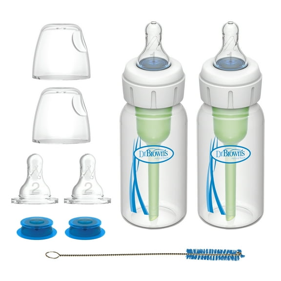Dr. Brown's Specialty Feeding System, Narrow Baby Bottle, Infant-Paced Feeding, 4oz/120ml, 2 Pack