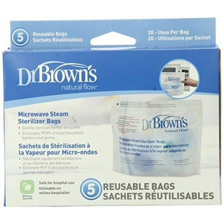 Dr. Brown's Microwave Steam Sterilizer Bags, 5 Count (Pack of 3)