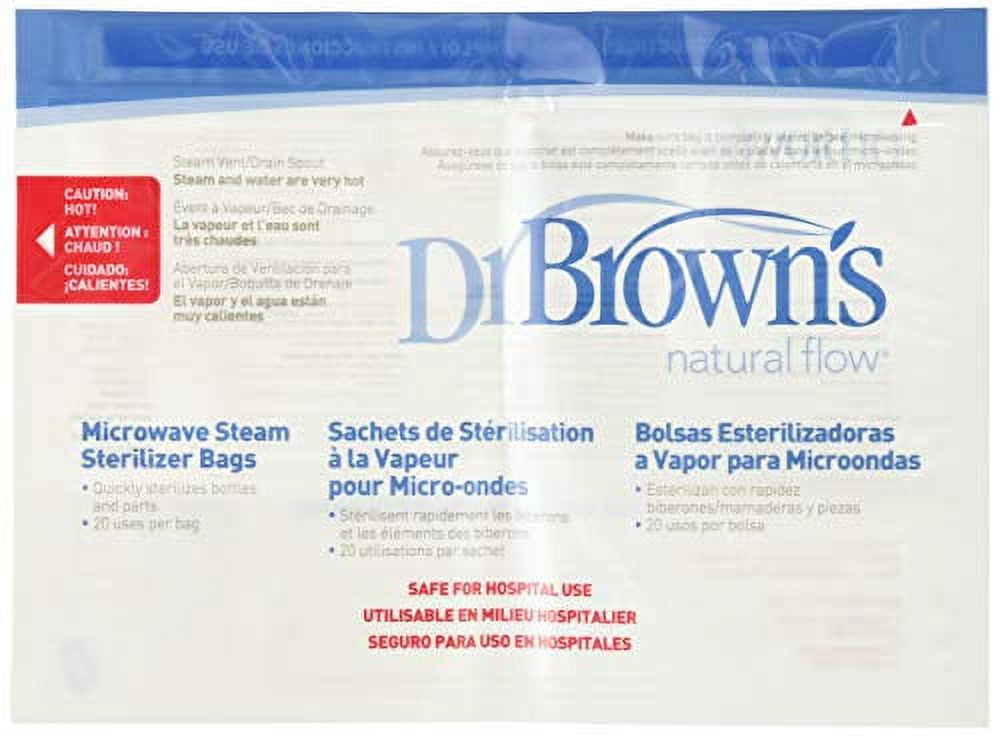 Dr. Brown's Natural Flow Microwave Steam Sterilizer Bags, 5 PK