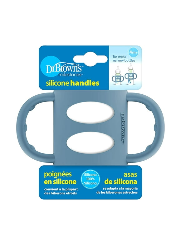 Dr. Brown's Milestones 100% Silicone Baby Bottle Handles, 4m+, Narrow, Light Blue, 1 Pack