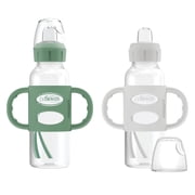Dr. Browns Milestones Narrow Sippy Spout Bottle with Handles, 8oz/250ml, 6m+, Pink/Ecru, 2 Pack