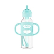 Dr. Brown's Milestones Narrow Sippy Straw Bottle, 100% Silicone Handles, 8oz/250ml, Green, 1 Pack