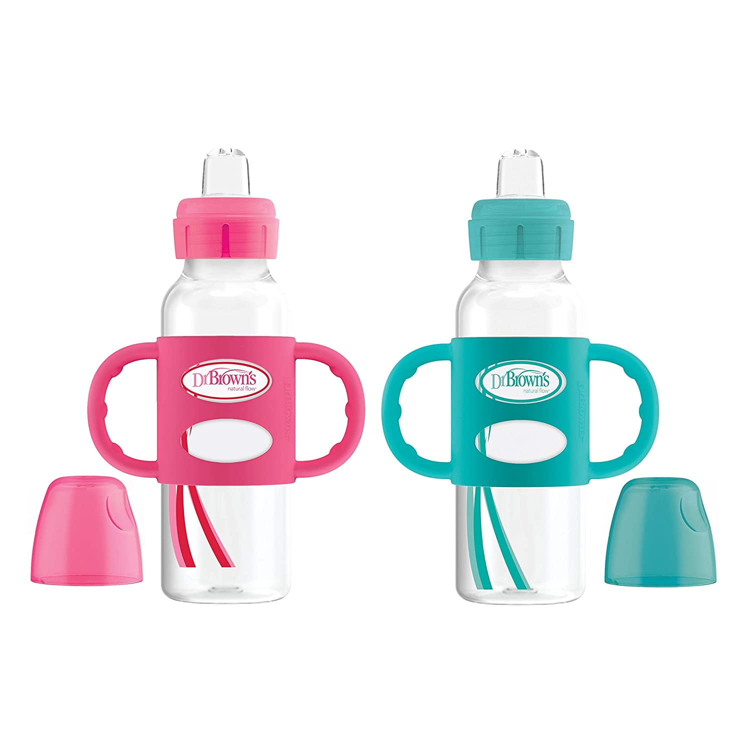 Dr. Brown's Milestones Transitional Sippy Bottle with Silicone Handles –  Pink – 8oz – 6m+ – Baby Couture Online Store