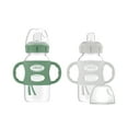 thumbnail image 1 of Dr. Brown's Milestones Wide-Neck Sippy Bottle, 100% Silicone Handles/Spout, 9oz, Green/Gray, 2-Pack, 1 of 12