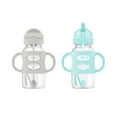 thumbnail image 1 of Dr. Brown's Milestones Wide-Neck Sippy Straw Bottle with Handles, 9oz/270ml, Gray/Green, 6m+, 2 Pack, 1 of 12