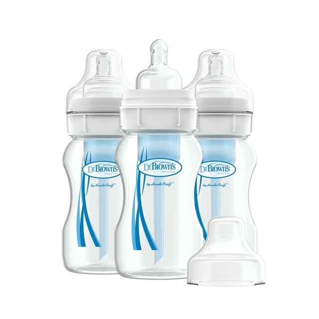 Dr. Brown's Natural Flow 8-oz Wide Neck Baby Bottle, 3-Pack, BPA Free