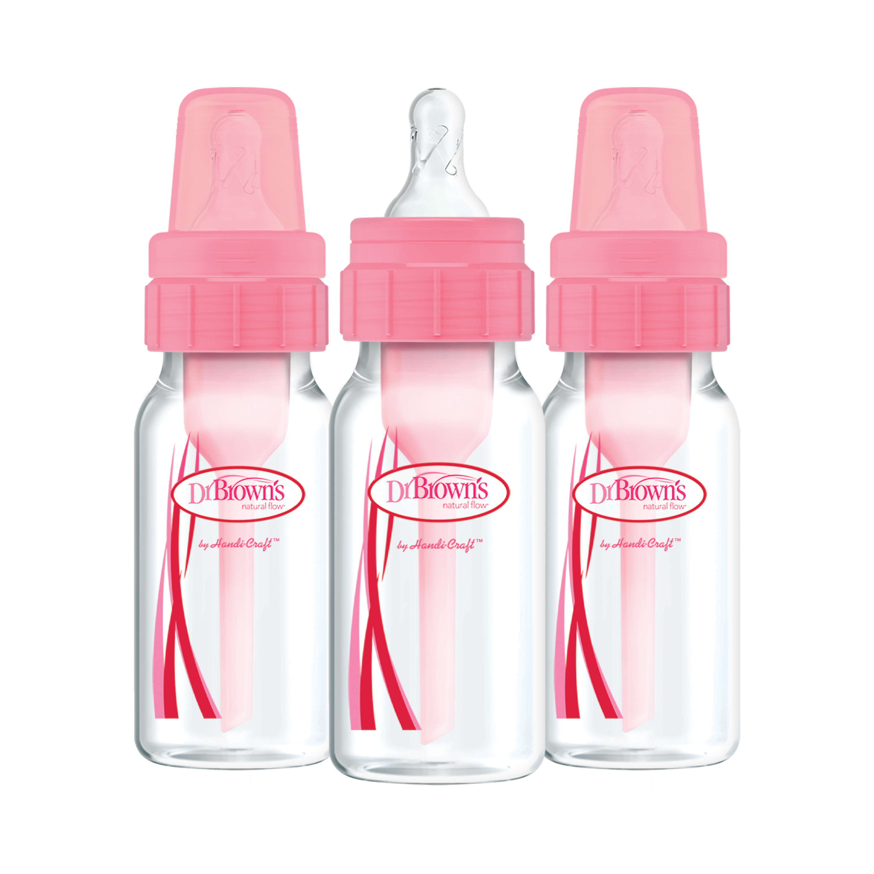 Dr. Brown's Natural Flow Anti-Colic Baby Bottles -Pink - 4oz - 3-Pack - image 1 of 4
