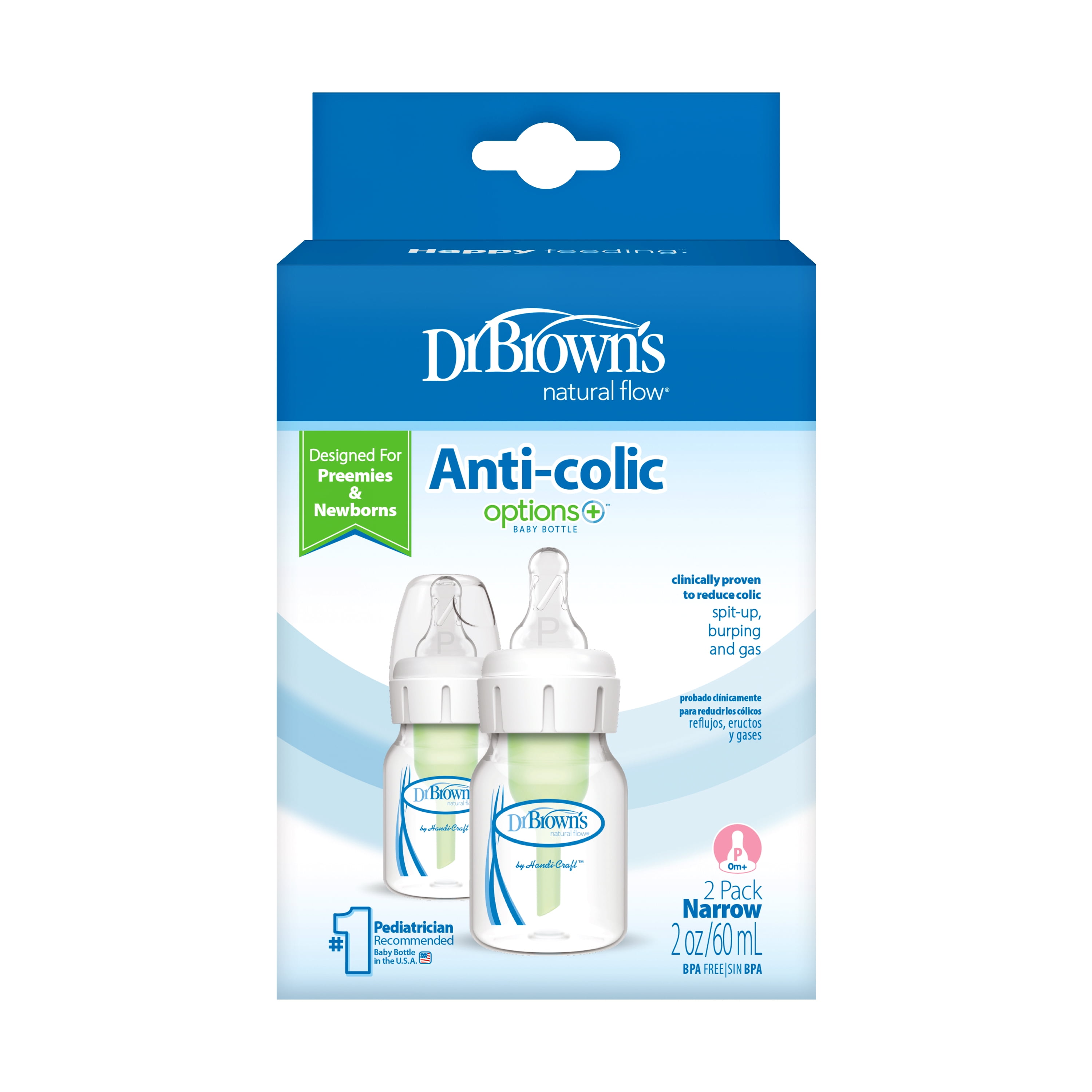 Dr. Brown s Natural Flow Anti Colic Bottle P 0 Months 2 Pack 2 oz 60 ml Each
