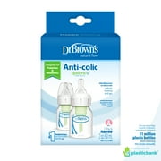 Dr. Brown's Natural Flow Anti-Colic Options+ Narrow Baby Bottle, 2oz/60ml, Preemie Flow, 0m+, 2 Pack