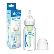 Dr. Brown's Natural Flow Anti-Colic Options+ Narrow Baby Bottle, 4oz/120mL, with Level 1 Slow Flow Nipple, 1-Pack, 0m+