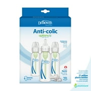 Dr. Brown's Natural Flow Anti-Colic Options+ Narrow Baby Bottle, 8oz, 3 Pack + HappyPaci