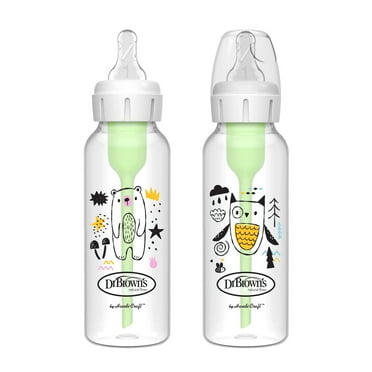 Dr. Brown's Natural Flow Anti-Colic Options+ Narrow Baby Bottle, Bear/Owl, 8oz/250ml, 0m+, 2 Pack