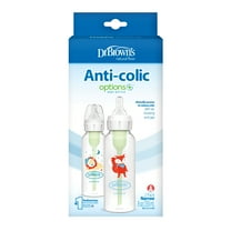 Dr. Brown's Natural Flow Anti-Colic Options  Narrow Baby Bottle, Fox/Lion, 8 oz, 0m , 2 Pack