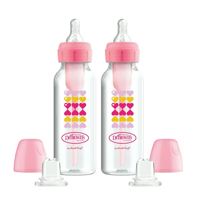 Brown's Flow Anti-Colic Sippy Starter Kit, Pink, Pack, 0m+