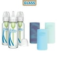 thumbnail image 1 of Dr. Brown's Natural Flow Anti-Colic Options+ Narrow Glass Baby Bottle, 8oz, Blue/Glow Sleeves, 3 Pack, 1 of 7