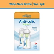 Dr. Brown's Anti-Colic Options + Wide-Neck Baby Bottle, 9 oz/270 ml, Level 1 Slow Flow, 0m +, 2-Pack