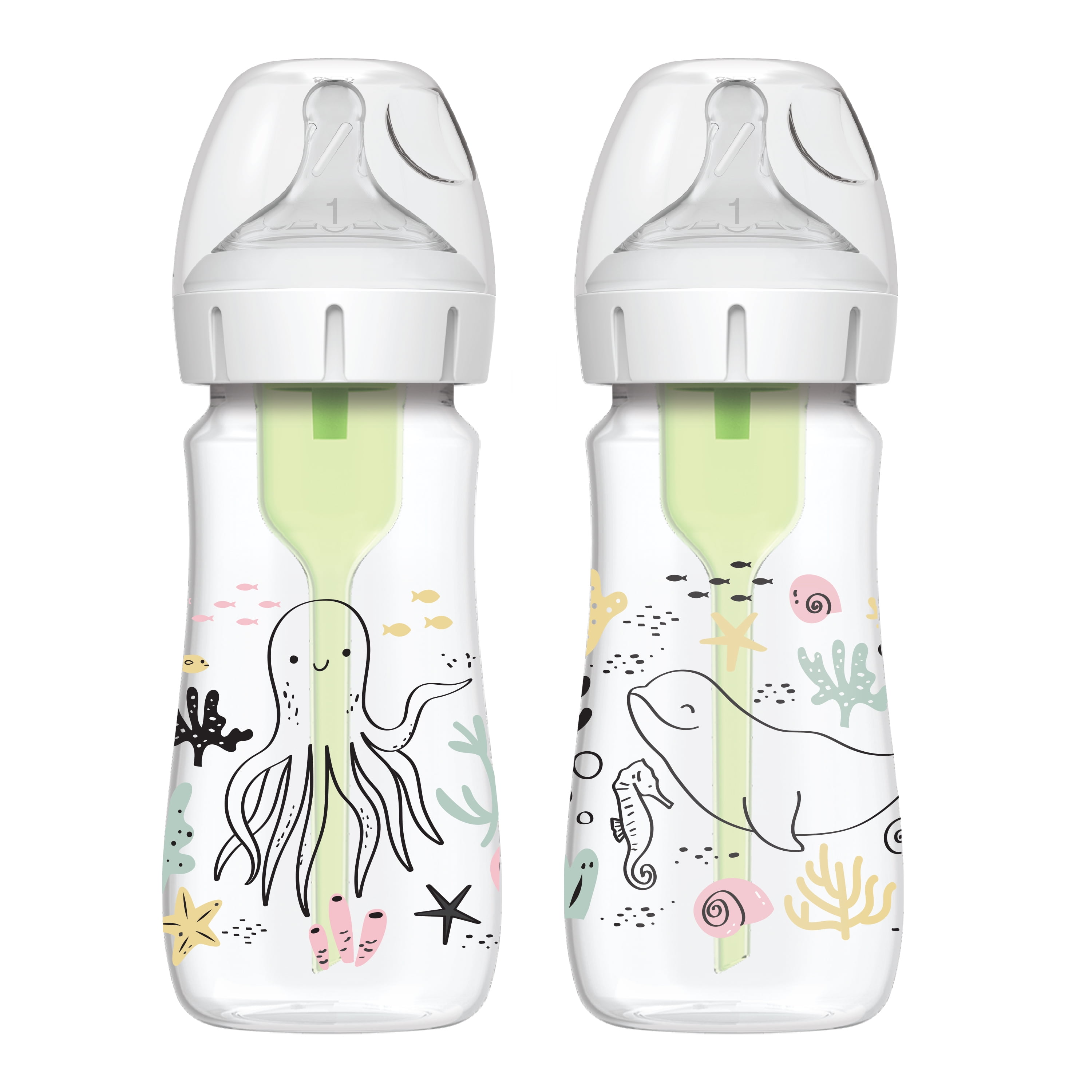 Dr. Brown's Anti-Colic Babyflasche 250ml | 2er Set Mit Stufe 1 Sauger | BPA-frei | Bär & Eule