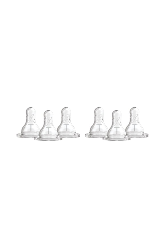 Natural Flow Baby Bottle Narrow Nipple - Transition Level T - 6-Pack - 0m+