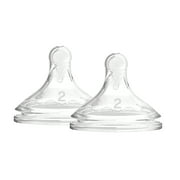Dr. Brown's Natural Flow Level 2, Wide-Neck Baby Bottle Nipple, Medium Flow, 3m+, 100% Silicone, 2 Pack