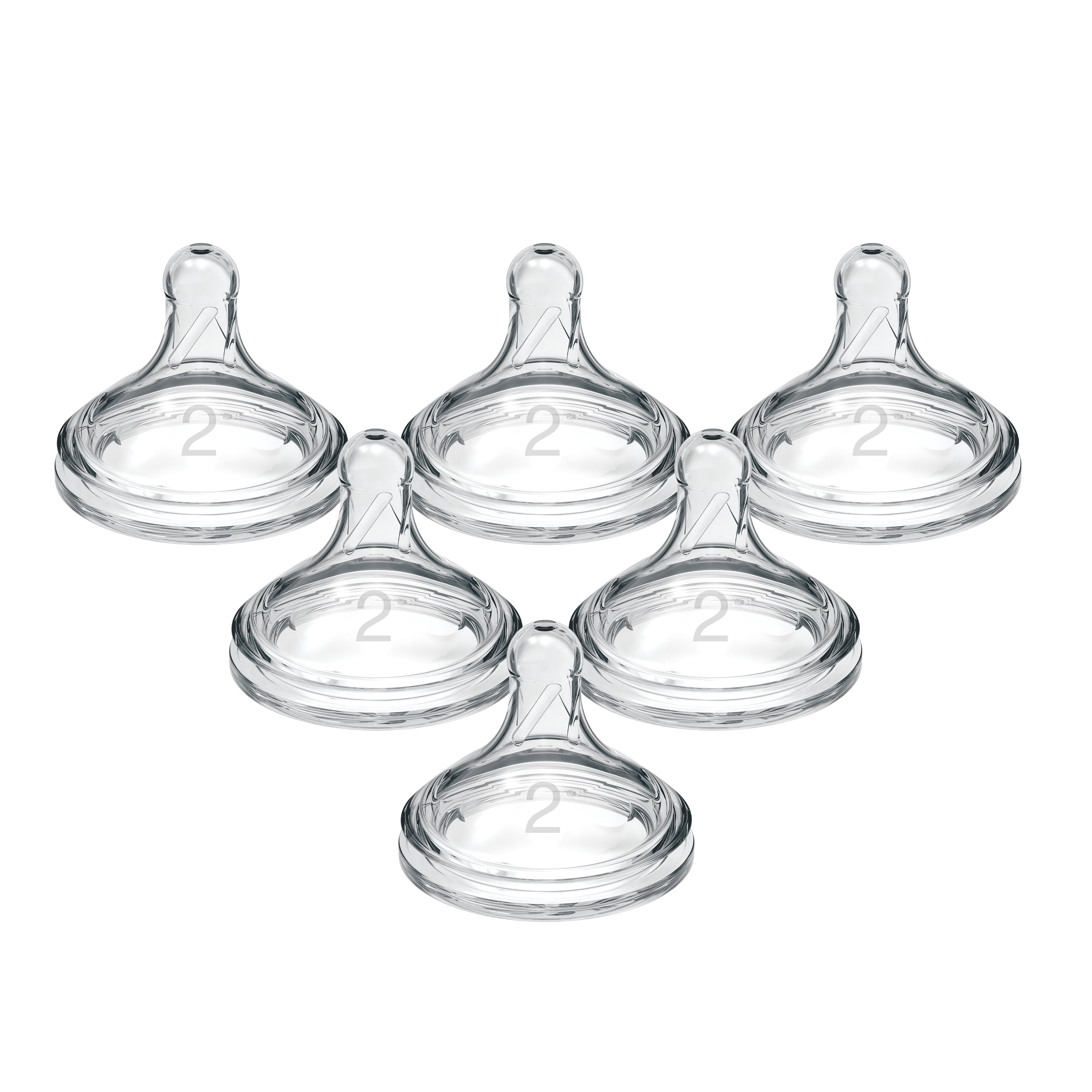 Dr. Brown's Natural Flow Level 2, Wide-Neck Baby Bottle Nipple, Medium Flow, 3m+, 100% Silicone, 6 Pack